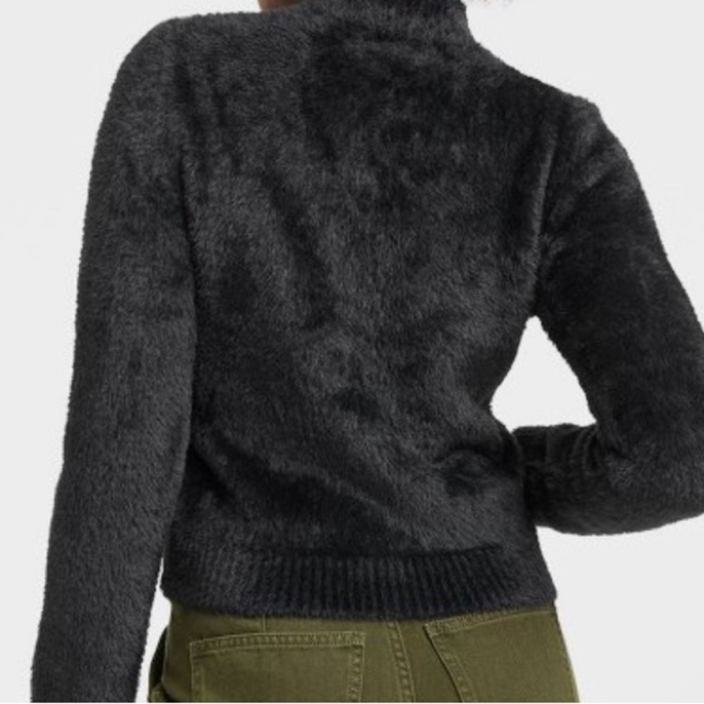 Fuzzy Mock Turtleneck Pullover Sweater - Picture 2 of 4